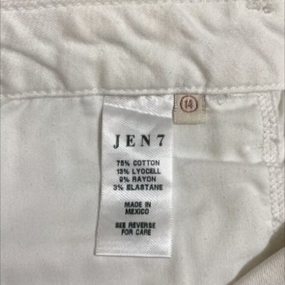 JEN7 by 7 for All Mankind Women's Straight Crop & Roll White Denim Jeans Size 14 - Picture 7 of 8